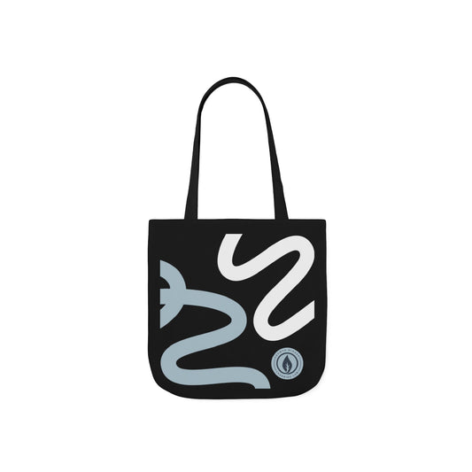Abstract Wavy Lines Tote Bag | Black Blue White Canvas