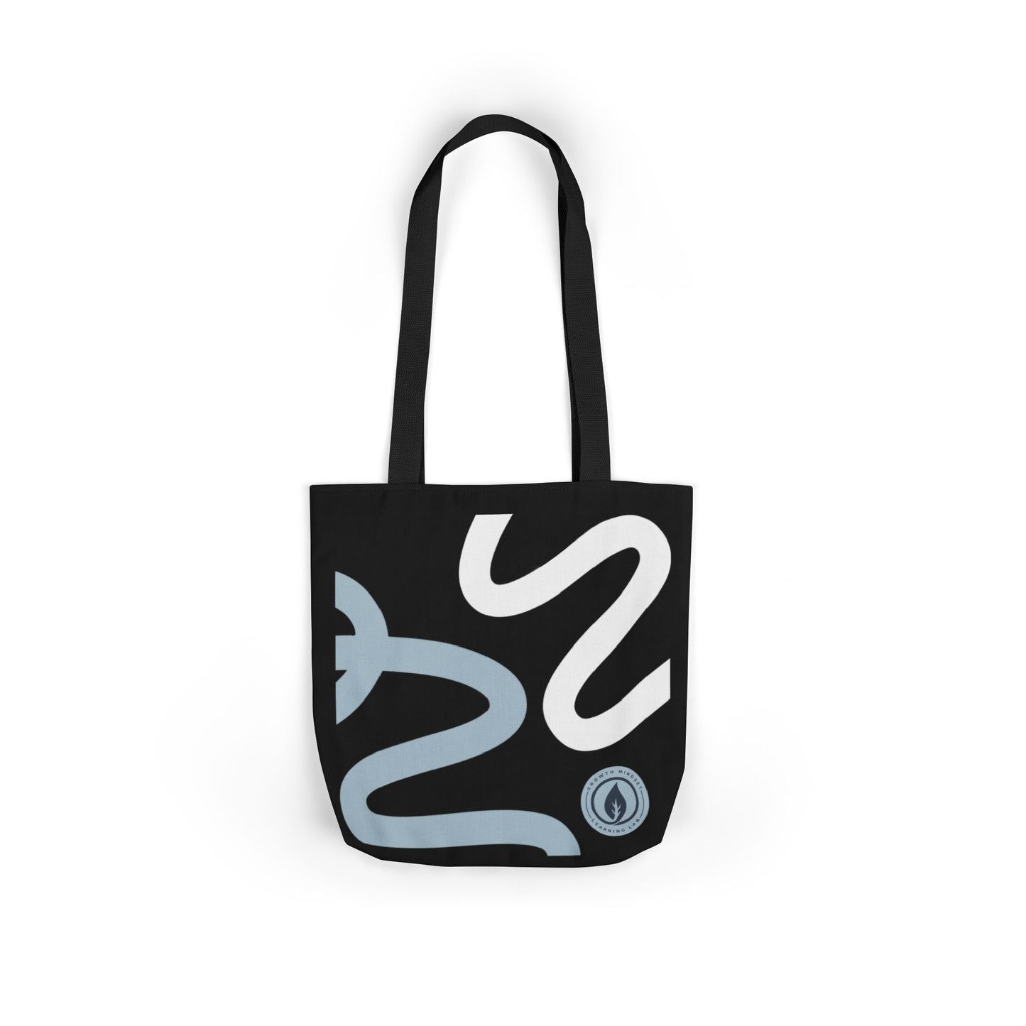Abstract Wavy Lines Tote Bag | Black Blue White Canvas